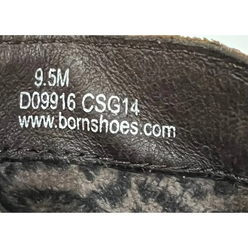 Born Brown Leather Boots Booties Block Heel Ankle‎ Claire Womens Size 9.5 M
